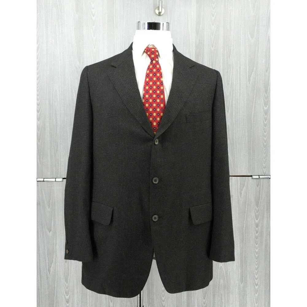 Vtg H FREEMAN & SON Men's Gray Striped Blazer Sport Coat Suit Sz 44L